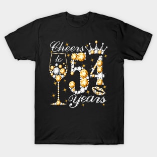 Cheers To 54 Years Old Happy 54th Birthday Queen Drink Wine T-Shirt